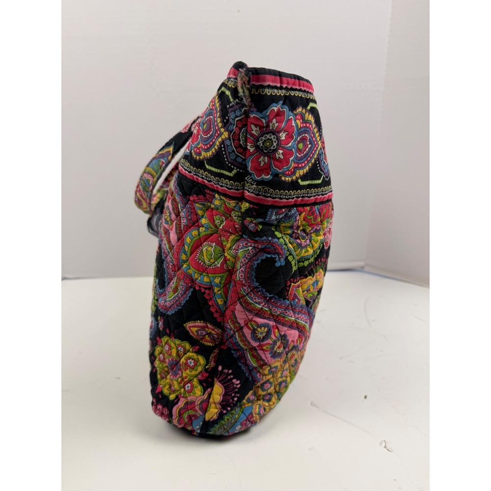 Vera Bradley Symphony in Hue Retired Mid Size Tote Bag Black Floral Shoulder Bag - Picture 4 of 12